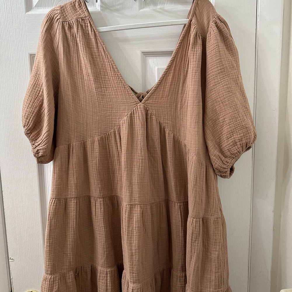 Aerie Tan Textured Dress